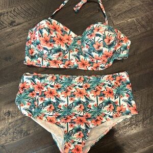 Floral Bikini Set with Tropical Print - NWOT